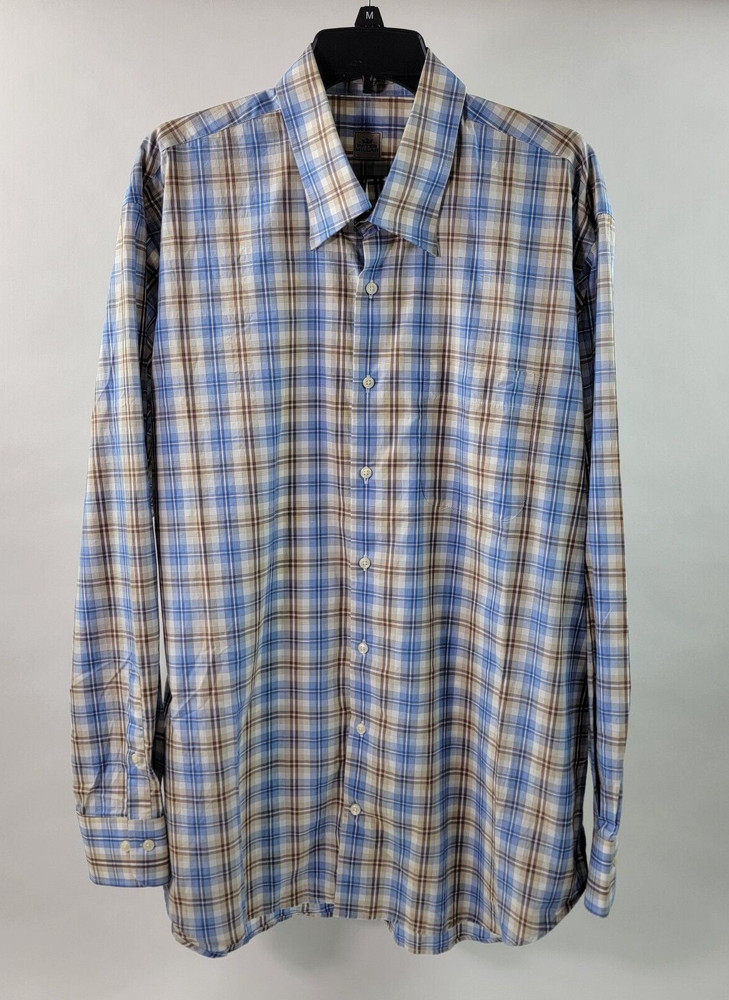 Peter Millar Mens Button Down Shirt Size XL Plaid 100% Cotton Hidden Button Down