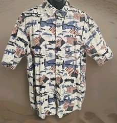King Universal XL Military Print Button Down Shirt Classic Patriotic American