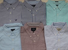 American Eagle AE Men’s Long Sleeve Classic Button Solid Striped Shirts NWT