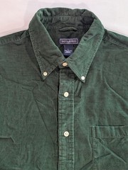 Saddlebred Shirt Mens L Green Corduroy Long Sleeve Button Up Casual Cotton