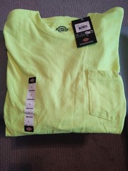 Four (4) Dickies Men’s Pullover Long Sleeve Pocket Shirts LARGE Yellow NWT