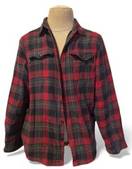 Coleman Thermal Lined Button Down Men’s Large Red Black Plaid Cold Weather
