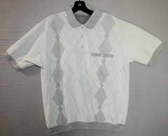 David Taylor White Argyle Polo Shirt with Front Pocket Normal Fit Golf