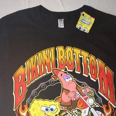 Brisco Brands SpongeBob Patrick Bikini Bottom Choppers Black Tee Men’s S
