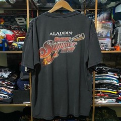 Vintage 2004 Aladdin Casino Las Vegas Rockin Summer T-Shirt Faded Black XL Y2K
