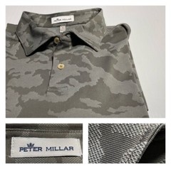 Peter Millar Gray Camo s/s Performance Polo Shirt Breezy Stretch Poly L