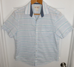 Penguin by Munsingwear Heritage Slim Fit Men L Short Sleeve Button Shirt Stripes