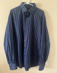 Express Design Studio Men’s Blue Striped Cotton Modern Fit Dress Shirt XXL