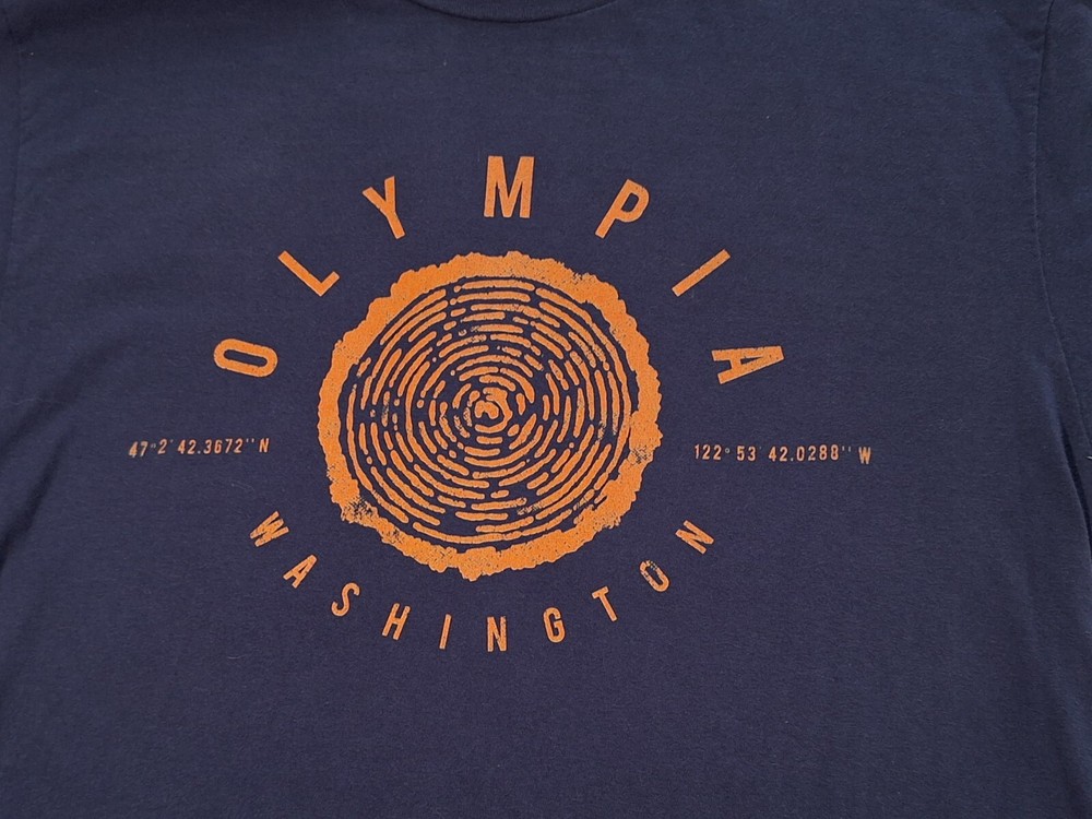 Olympia Washington Elevation Souvenir Dark Blue Cotton T-shirt Size M