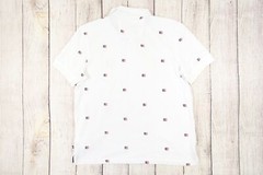 NAUTICA WHITE LARGE PERFORMANCE DECK CLASSIC FIT USA FLAG PRINT POLO SHIRT