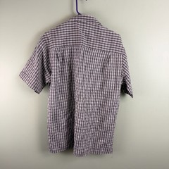 Eighty Eight Rayon Blend Men’s Short Sleeve Plaid Shirt Medium Grey Wavy Plaid
