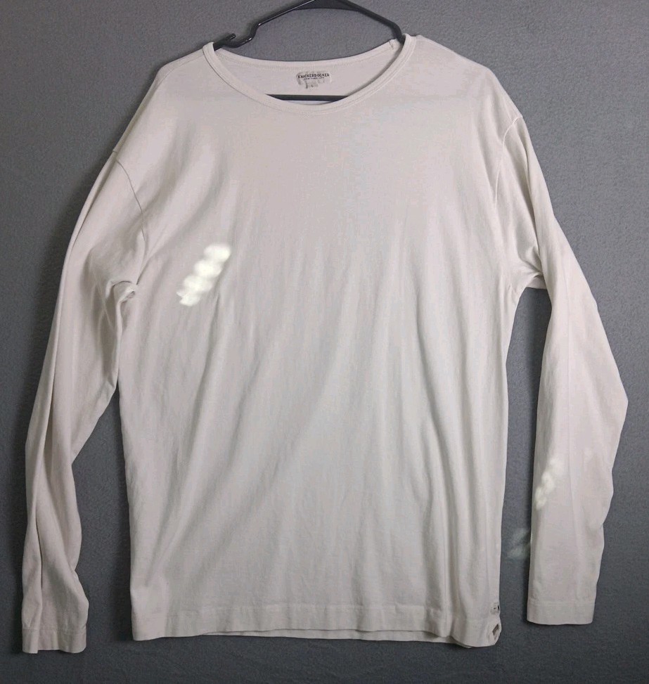 Knickerbocker NYC White Long Sleeve Tee Shirt LARGE 100% Organic Cotton- EUC