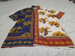 Farm Rio Button-up Asymmetrical Risqué Mermaids/Banana Tropical Shirt Medium