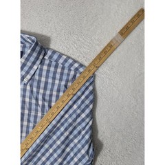 JOHNNIE-O Prep-Formance Performance Nylon Viscose Stretch Blue White Plaid Sz L