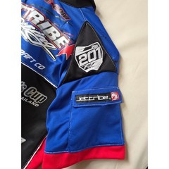Jettribe Racing PWC Watercraft Jersey Shirt Mens Medium Blue Black Red Patches