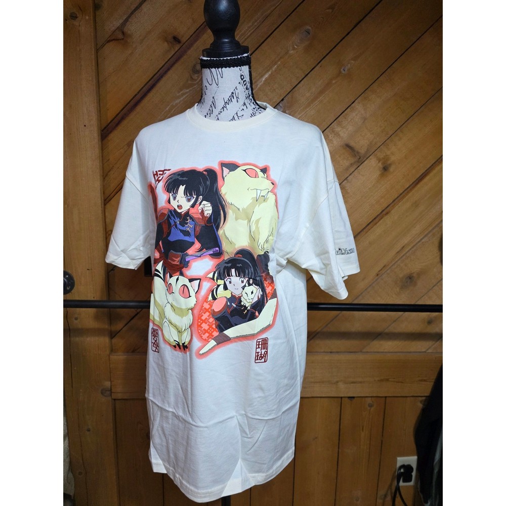 Hypland Inuyasha Sango Kirara Graphic T-Shirt Mens Medium Cream Anime Streetwear