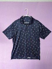 Construct Quick Dry Performance Golf Polo Men 2XL Blue Dotted Flamingos XXL