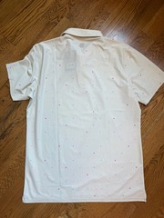 G/FORE NWT Golf Mini Multi Stars Tech Pique Polo Sz L Tan Khaki Beige Stone