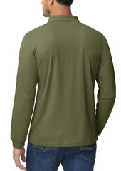 Men’s Golf Polo Shirts 3 Button Long Sleeve Quick Dry Outdoor Sports Casual Tops