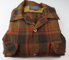 VTG Pendleton Board Shirt Men Pure Wool Brown Brick Ombre Collar Loop Medium EUC