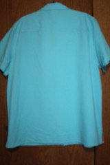 Margari Taviulle Men 100% Polyester Blue Mist UPF 30+ SS Button Down Shirt XL