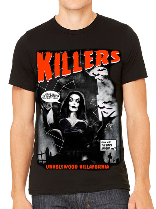 KND Vampira Ghost Host Ed Wood Graveyard Bats B Movie Horror Mens T-Shirt Black