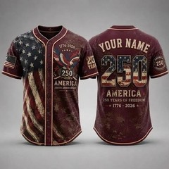 America 250 Baseball Jersey Custom Name Personalized USA Patriotic Eagle Shirt
