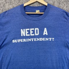 True Vintage Screen Stars T-Shirt Single Stitch USA Blue 80s Bill Superintendent