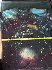 Pink Floyd Dark Side of the Moon Tie-Dye Bleach Splatter T-Shirt, Size L