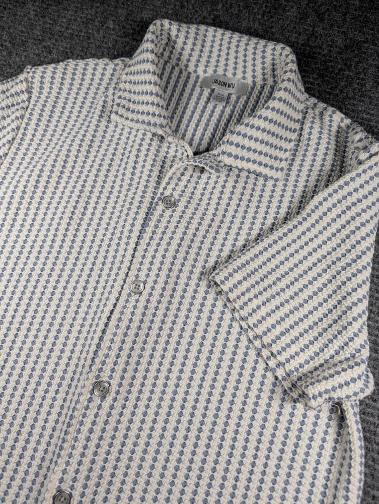 Jason Wu Waffle Knit Button Down Polo Shirt Men’s Size Med.