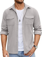 Men’s Button Down Waffle Shirt Jacket Casual Shacket Lightweight Overshirts