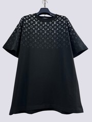 Louis Vuitton LV Monogram Logo Gradient Cotton Crewneck T-Shirt Black Size M