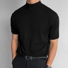Men’s Mock Turtleneck Short Sleeve Solid Color T-Shirts Basic Slim Fit Tees