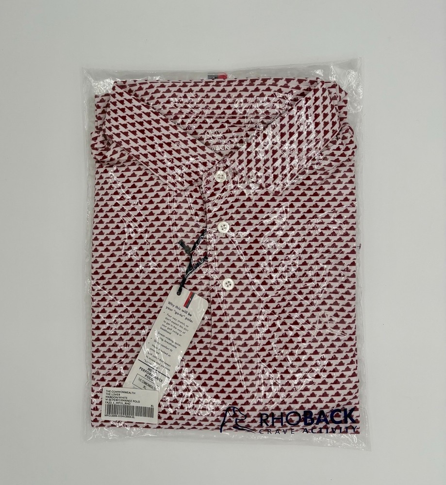 Rhoback The Commonwealth The Lover Polo XL Maroon White NWT Sealed Performance
