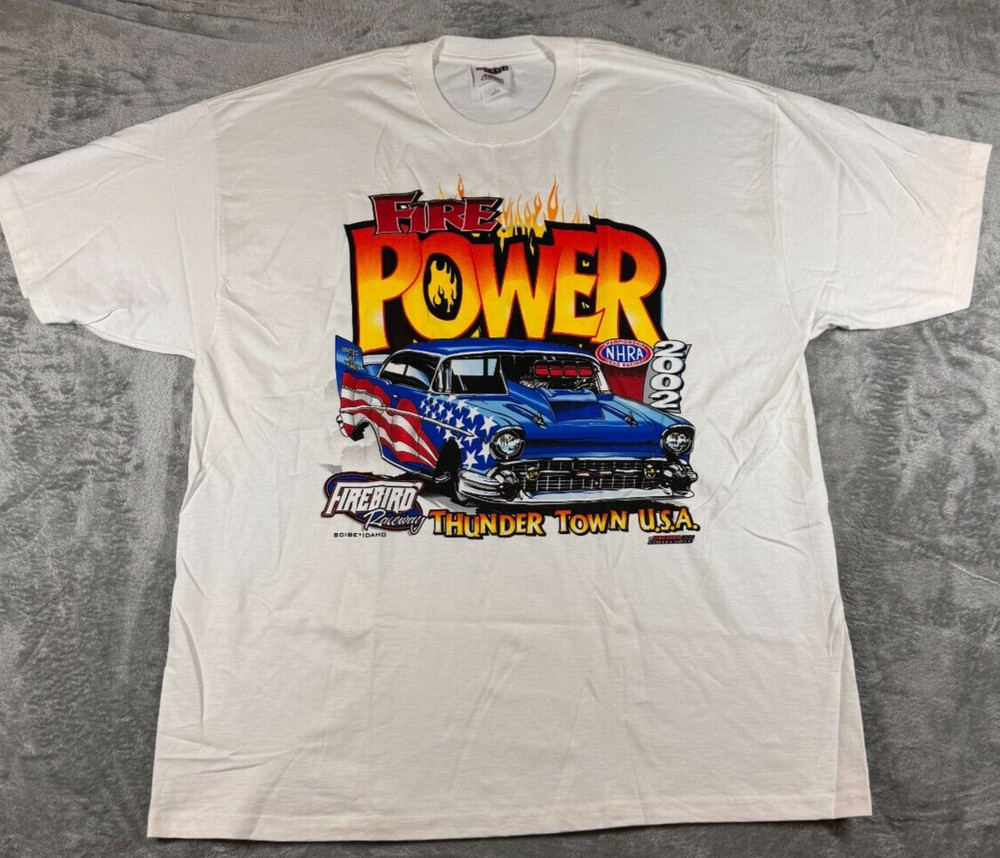 VTG NHRA 200 Fire Power Firebird Raceway Double Sided Racing T Shirt Men’s XL