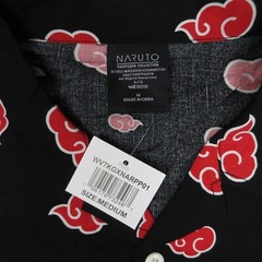 Naruto Shirt Mens Medium Black Geometric Logo All Over Print Camp Button Up NWT