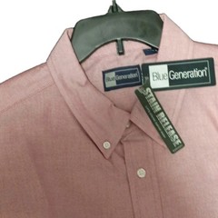 Blue Generation Regular Fit Pink Solid Dress Shirt XL Long Sleeve Button-Down