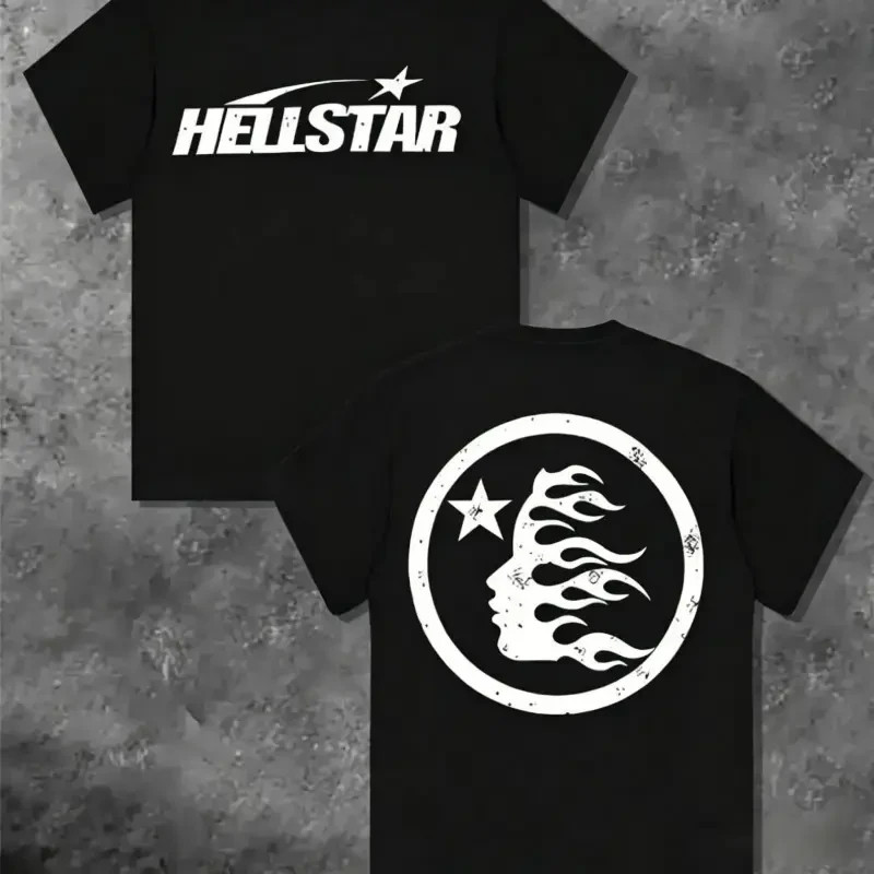 TLXT 100% Cotton Hell Star Pattern Double Sided Printed T-Shirt