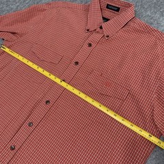 Lucchese Red Check Button Down Cotton Shirt Mens Large Cowboy Western