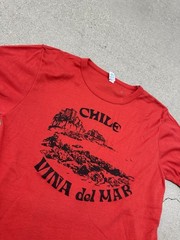 True Vintage 80’s Chile Vina Del Mar Red Souvenir Graphic Beach T-shirt Sz 42