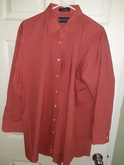 Stafford Essentials Large regular fit 32-33 length 17 Neck Salmon long sleeve