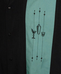 Martini Lounge 2-Tone Retro Rockabilly Steady Last Call Button Up Shirt Men 3XL