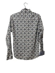 Consequence Button Down Shirt Mens Small Mosaic Print Cotton Stretch