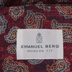Emanuel Berg NWT Byron Casual Button Down Shirt Size 42 16.5 L in Red Paisley