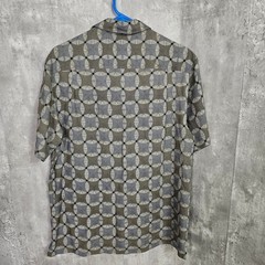Axis LA 100% Silk Button Front Short Sleeve Shirt Geometric Print Men’s M
