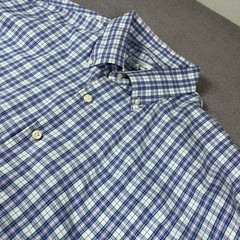 Peter Millar Mens XXL Plaid Button Down Shirt Long Sleeve Blue Purple Cotton