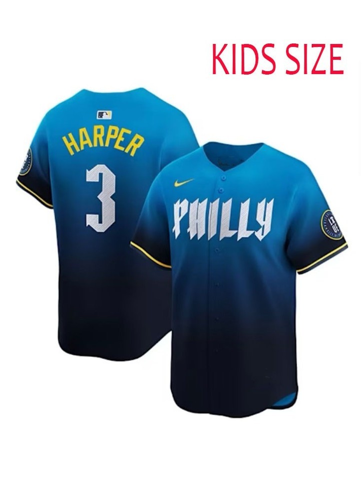 Harper Number #3 Philly 3D AOP Baseball Jersey Kids Youth Size 1J0930