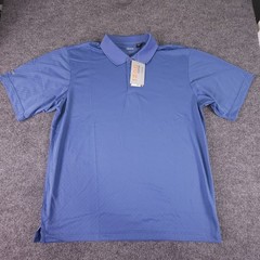 Izod Golf Polo Shirt Men L Blue Short Sleeves 1/4 Button Swing Flex Cool FX NEW