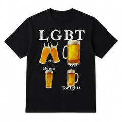 Funny LGBT Lets Get Beer Tonight T-Shirt, Sarcastic Beer Pun Humorous Graphic