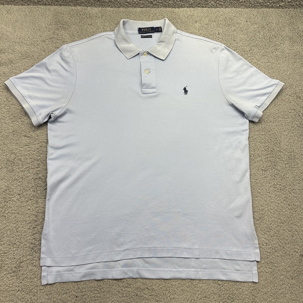 Polo Ralph Lauren Men’s Large Pima Soft Touch Baby Blue Polo Shirt Golf Rugby